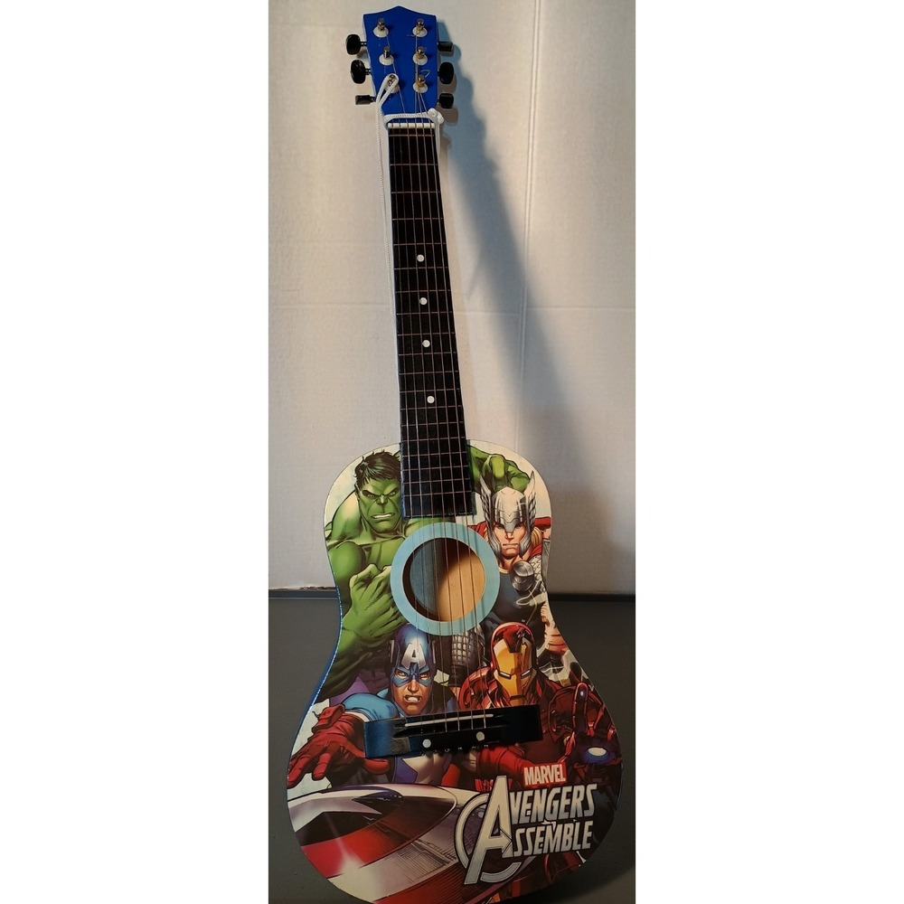 Marvel Avengers Characters Blue Guitar